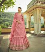 pink embroidered georgette semi stitched salwar