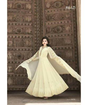 White embroidered georgette semi stitched salwar 2