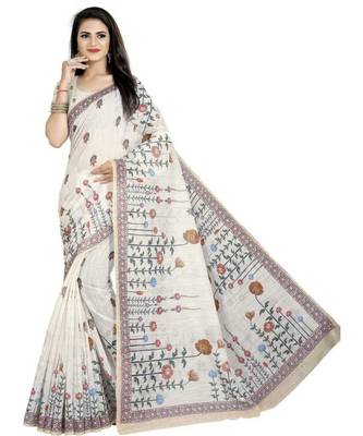 Multicolor Digital Printed Linen Chex Blend Fancy Saree With Unstitched Blouse 2