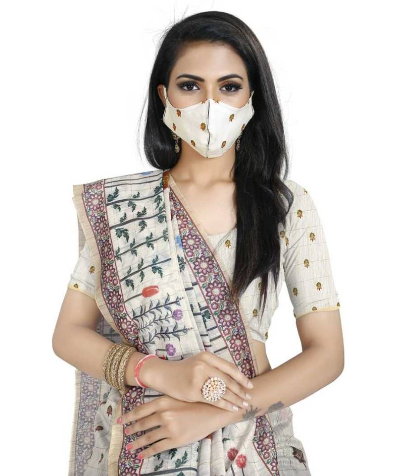 Multicolor Digital Printed Linen Chex Blend Fancy Saree With Unstitched Blouse