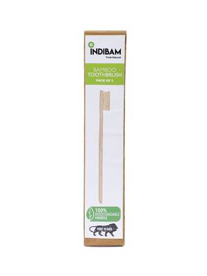 INDIBAM Adult Bamboo Tooth Brush with Natural color bristles (Set of 2) 6