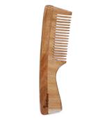 INDIBAM Organic Pure Neem Wood Comb With Handle, Vegan & Biodegradable.