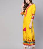 Yellow printed rayon kurtis