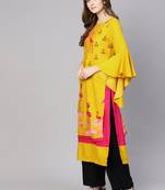 Yellow printed rayon kurtis