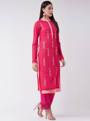Pink printed georgette kurtis 1