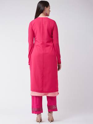 Pink printed georgette kurtis 2