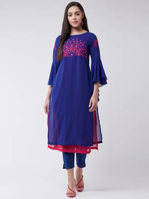 Blue printed georgette kurtis 1