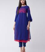 Blue printed georgette kurtis