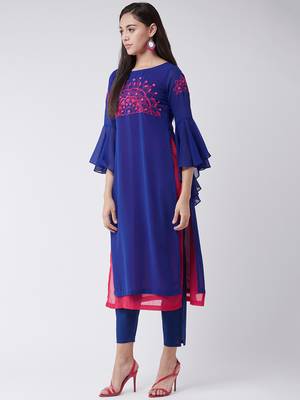 Blue printed georgette kurtis 2