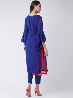 Blue printed georgette kurtis 3