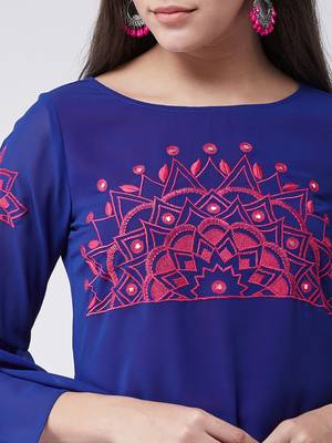 Blue printed georgette kurtis 4