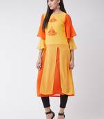 Yellow  printed georgette kurtis