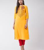 Yellow  printed georgette kurtis