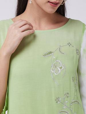 Green printed rayon kurtis 4