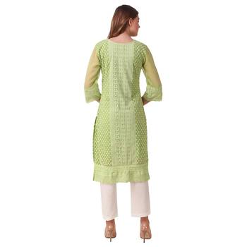 Green embroidered georgette chikankari-kurtis 2