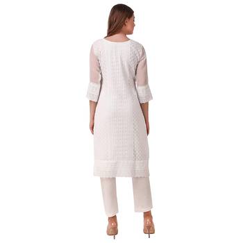 White embroidered georgette chikankari-kurtis 2