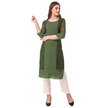 Green embroidered georgette chikankari-kurtis 1