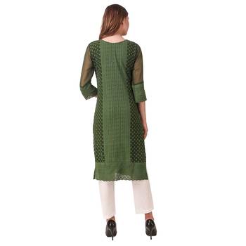 Green embroidered georgette chikankari-kurtis 2