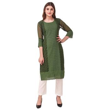 Green embroidered georgette chikankari-kurtis 3
