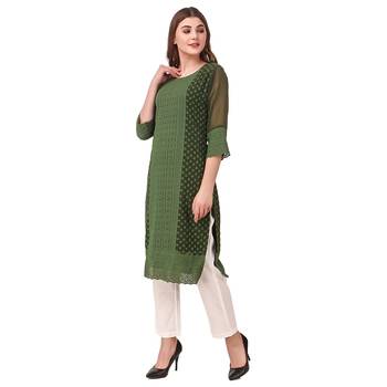 Green embroidered georgette chikankari-kurtis 4