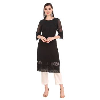 Black embroidered georgette chikankari-kurtis 1