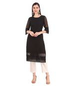 Black embroidered georgette chikankari-kurtis