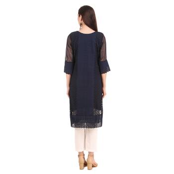 Blue embroidered georgette chikankari-kurtis 2