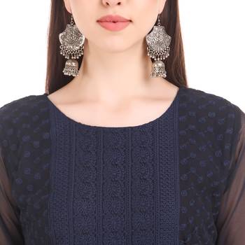 Blue embroidered georgette chikankari-kurtis 4