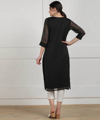 Black embroidered georgette chikankari-kurtis 2