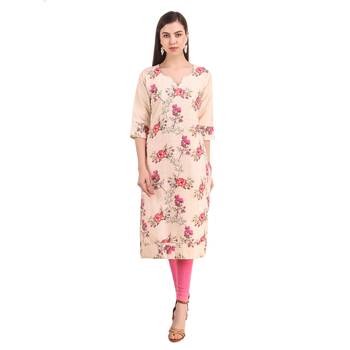 Beige embroidered georgette chikankari-kurtis 1
