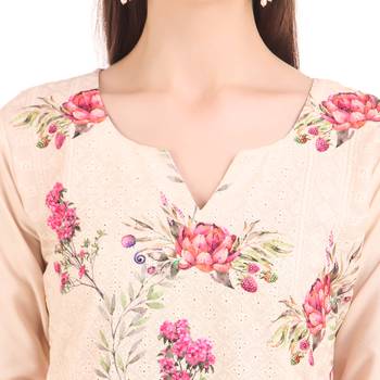 Beige embroidered georgette chikankari-kurtis 4