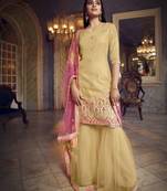 Beige embroidered organza salwar