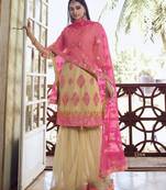 Beige embroidered organza salwar