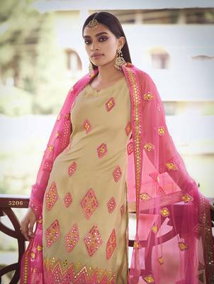 Beige embroidered organza salwar 2