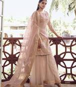 Light-peach embroidered organza salwar