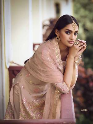 Light-peach embroidered organza salwar 2