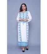 Blue printed rayon kurtas-and-kurtis