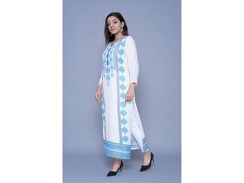 Blue printed rayon kurtas-and-kurtis 4