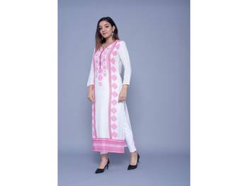 Pink printed rayon kurtas-and-kurtis 4