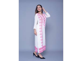 Pink printed rayon kurtas-and-kurtis 5