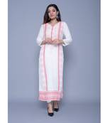 Peach printed rayon kurtas-and-kurtis