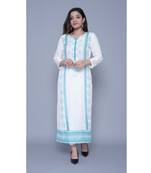 Green printed rayon kurtas-and-kurtis