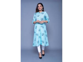 Blue printed rayon kurtas-and-kurtis 1