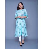 Blue printed rayon kurtas-and-kurtis