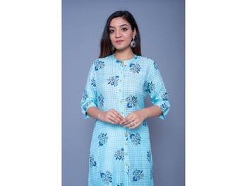 Blue printed rayon kurtas-and-kurtis 3