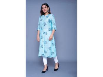 Blue printed rayon kurtas-and-kurtis 4