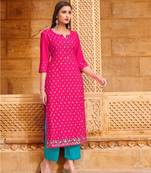 Pink printed rayon ethnic-kurtis