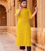 Cream printed rayon ethnic-kurtis