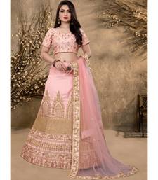 Peach Colored Dupatta Partywear Designer Embroidered Lehenga Choli