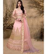 Peach Colored Dupatta Partywear Designer Embroidered Lehenga Choli